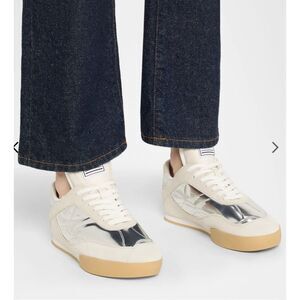 Nib Chloé 25MM Metallic Leather-Suede Kick Sneakers, $795 Sz 38